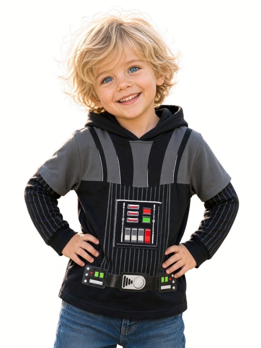 Disney Store Darth Vader Hooded Tee Costume Shirt - Black Gray Grey Hoodie NEW 4